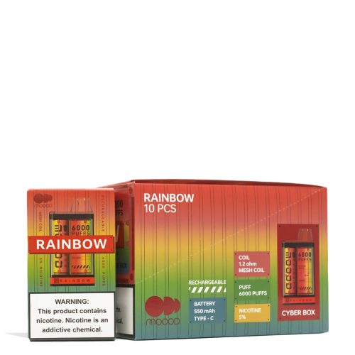 Rainbow Moood Cyber Series 6000 Puff Disposable 10pk Front View on White Background