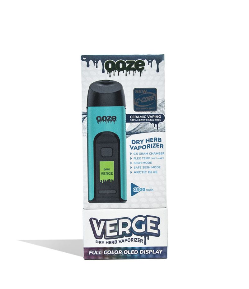 ooze verge portable dry herb vaporizer blue packaging