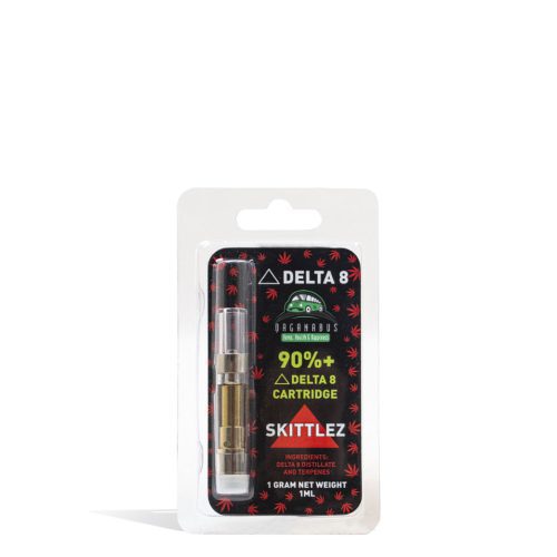 Zkittlez Organabus 1g D8 CBD Cartridge on white background