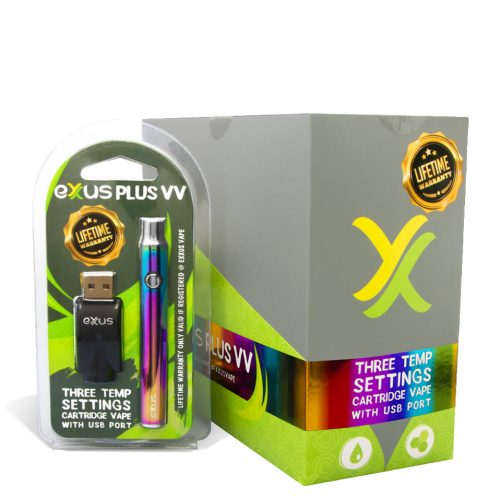 Full Color w/single pack Exxus Vape Plus VV Cartridge Vaporizer 12pk on white background