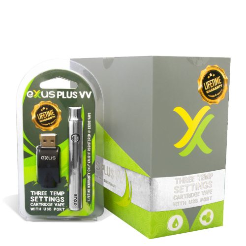 Silver w/single pack Exxus Vape Plus VV Cartridge Vaporizer 12pk on white background