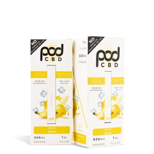 Arctic Banana Pod Juice 1ml 500mg CBD Disposable 5pk on white background