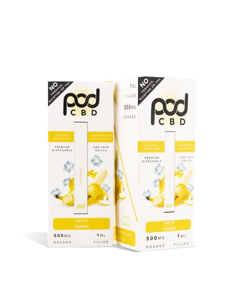 Arctic Banana Pod Juice 1ml 500mg CBD Disposable 5pk on white background