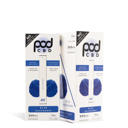 Blue Raspberry Pod Juice 1ml 500mg CBD Disposable 5pk on white background