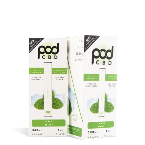 Jewel Mint Pod Juice 1ml 500mg CBD Disposable 5pk on white background