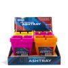 Premium Square Assorted Neon Ashtray 6pk Front View on White Background