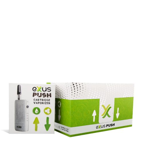 Arctic White w/single pack Exxus Vape Push Cartridge Vaporizer 12pk on white background