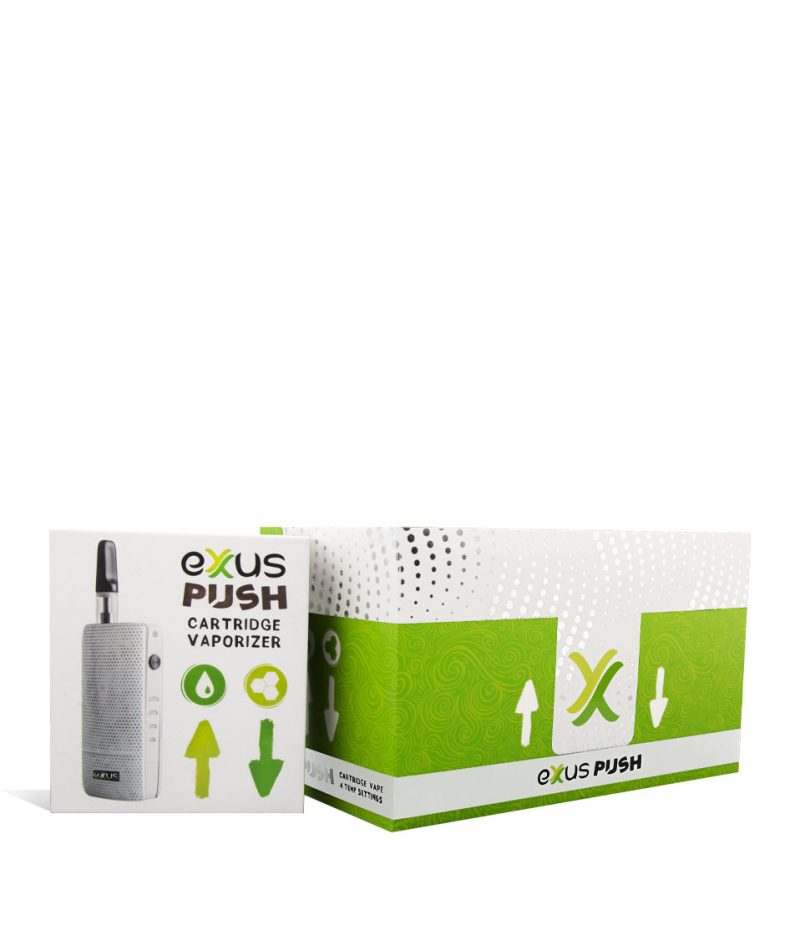 Arctic White w/single pack Exxus Vape Push Cartridge Vaporizer 12pk on white background