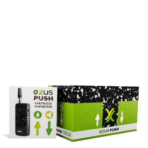 Black White Spatter w/single pack Exxus Vape Push Cartridge Vaporizer 12pk on white background