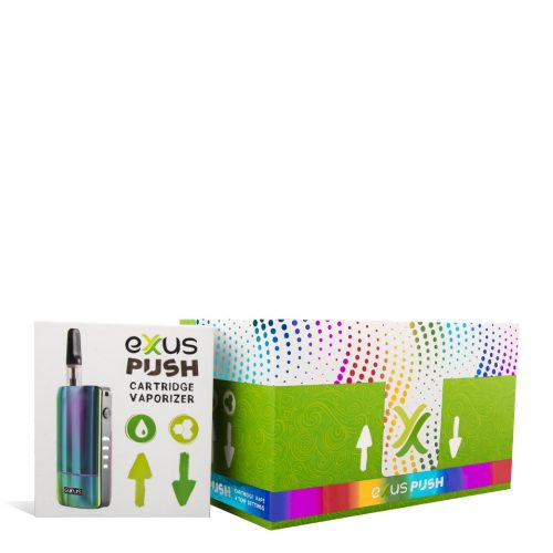 full color w/single pack Exxus Vape Push Cartridge Vaporizer 12pk on white background