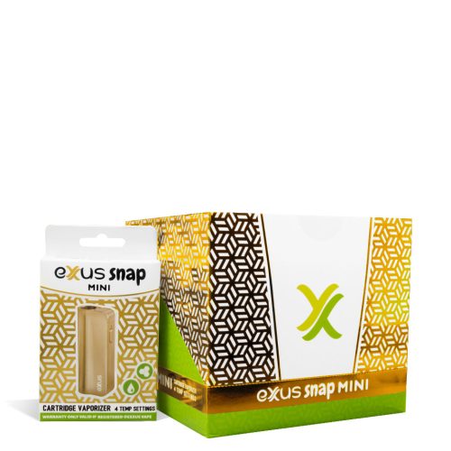 Gold w/single pack  Exxus Vape Snap VV Mini Concentrate Vaporizer 12pk on white background