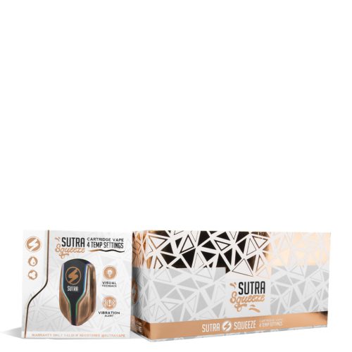 Bronze w/single pack Sutra Vape Squeeze Cartridge Vaporizer 6pk on white background