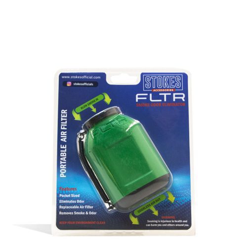 Green Stokes FLTR Smoke Odor Eliminator with Replaceable Filters Front View on White Background