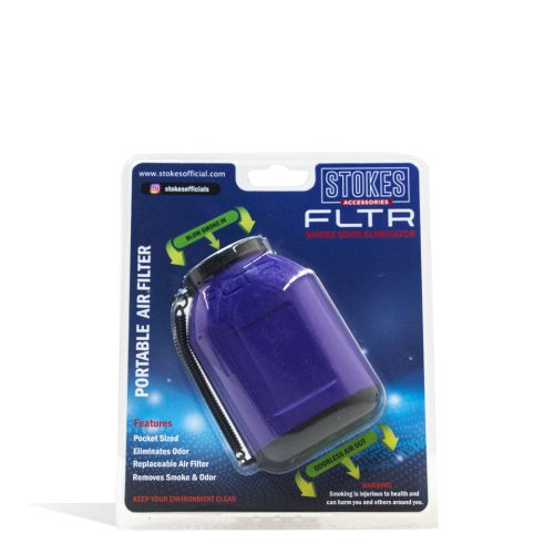 Purple Stokes FLTR Smoke Odor Eliminator with Replaceable Filters Front View on White Background