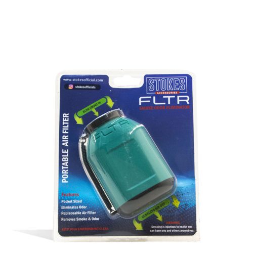 Teal Stokes FLTR Smoke Odor Eliminator with Replaceable Filters Front View on White Background