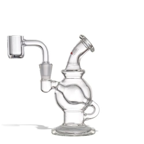 Stokes Typhoon 5 inch Glass Dab Rig with 10mm Quartz Banger on white background