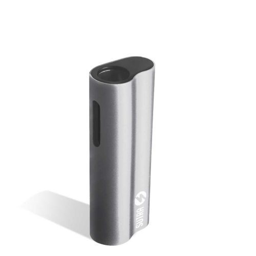 Silver above view Sutra Vape Auto Cartridge Vaporizer on white background