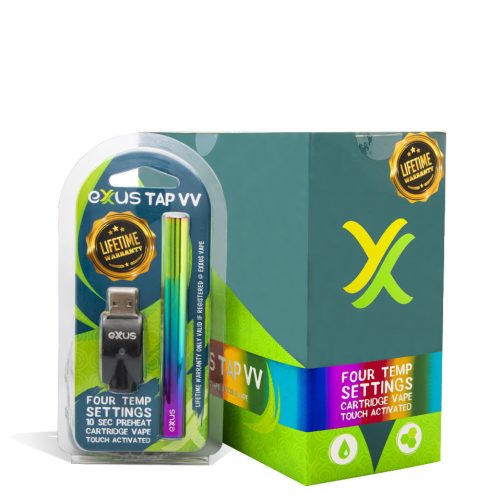 Full Color w/single pack Exxus Vape Tap VV Auto Draw Cartridge Vaporizer 12pk on white background