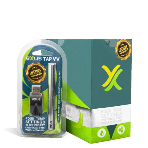 Silver w/single pack Exxus Vape Tap VV Auto Draw Cartridge Vaporizer 12pk on white background