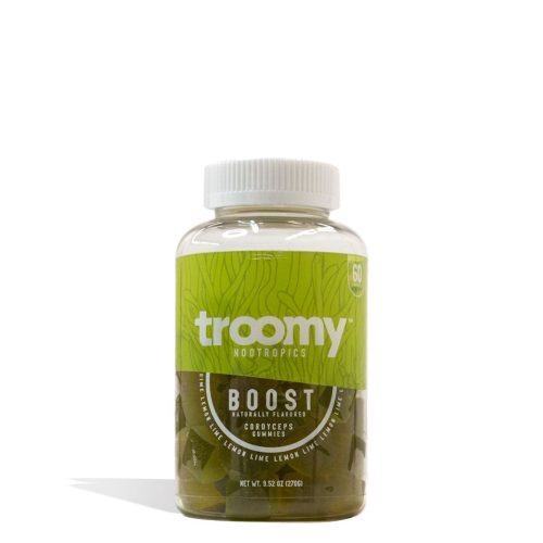 Boost Lemon Lime Troomy Nootropics Gummies 60pk Front View on White Background