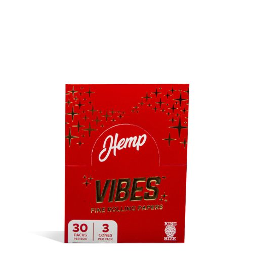 Hemp King Size Vibes Fine Rolling Papers Cones King Size by Vibes on white studio background